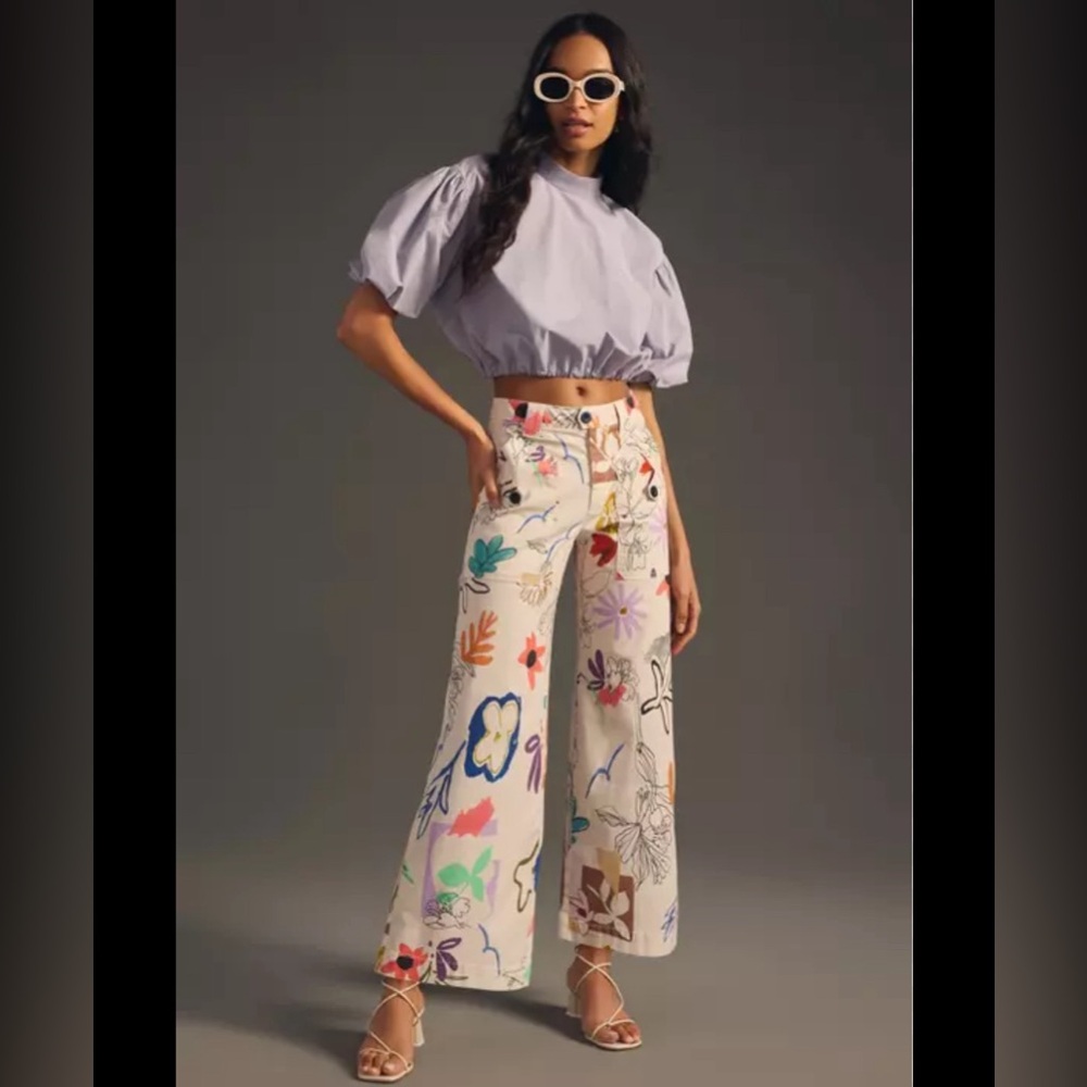 Maeve Collette cropped wide leg pants size 16
